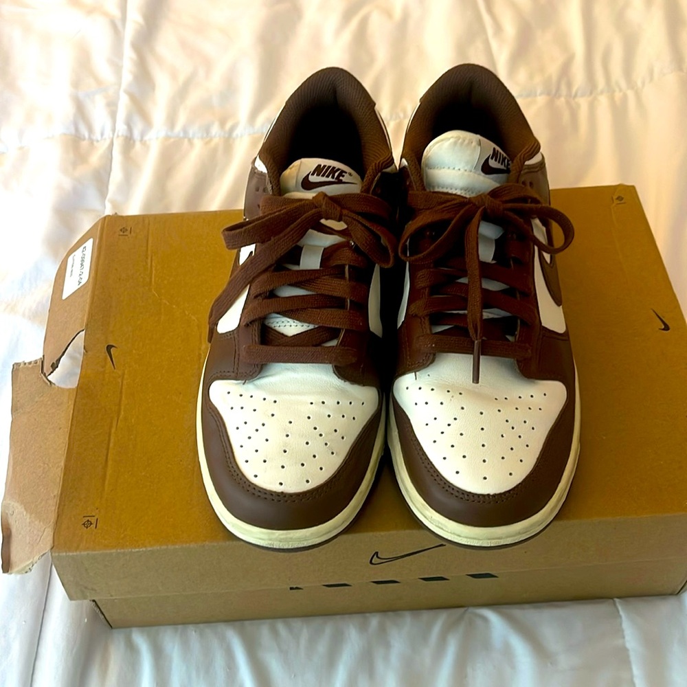 Nike Dunk Low: brown and cream.